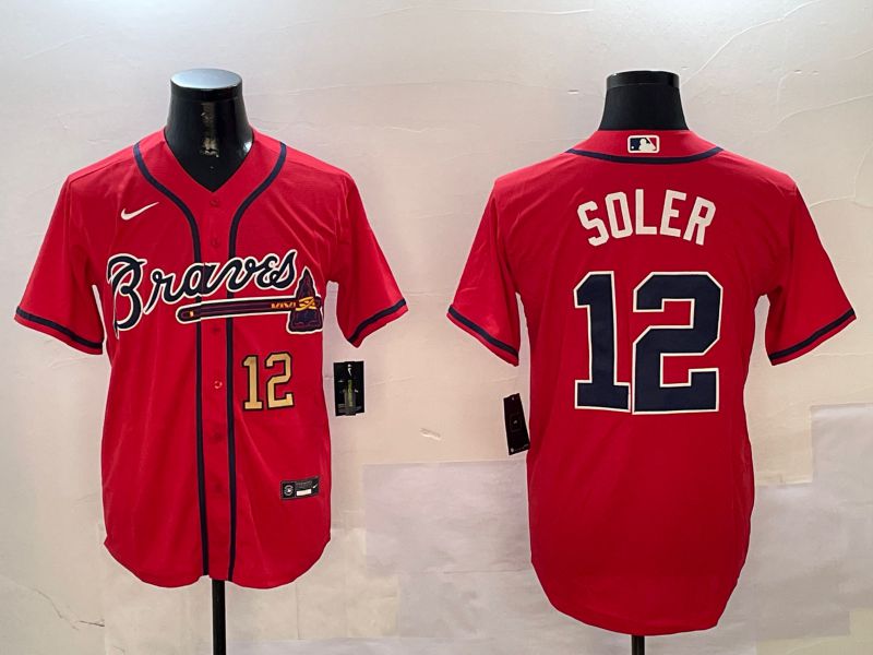 Men Atlanta Braves #12 Soler Red Game 2024 Nike MLB Jersey style 1